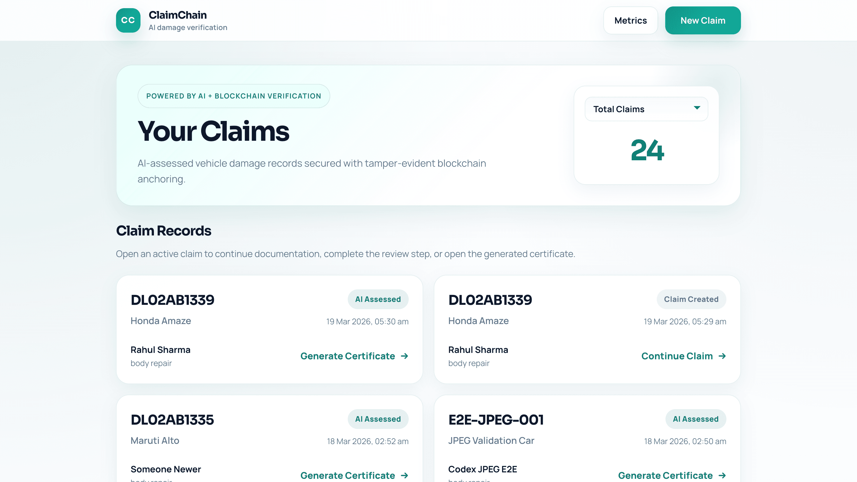 ClaimChain App